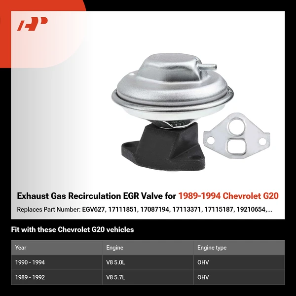 Exhaust Gas Recirculation EGR Valve for 1989-1994 Chevrolet G20