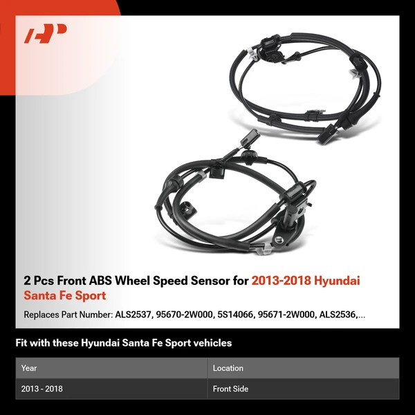 2 Pcs Front ABS Wheel Speed Sensor for 2013-2018 Hyundai Santa Fe Sport