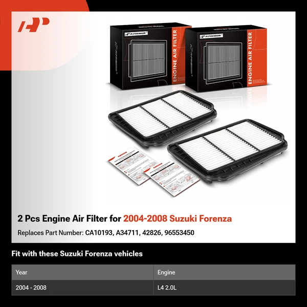 2 Pcs Engine Air Filter for 2004-2008 Suzuki Forenza