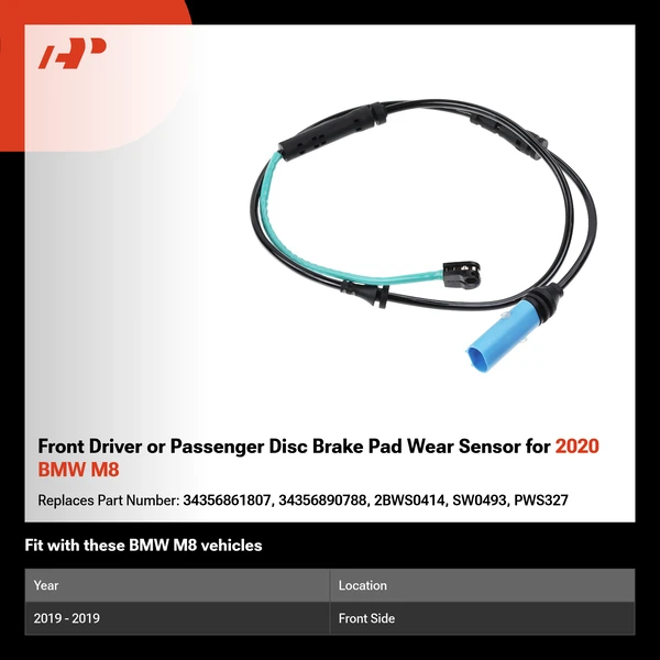 Front Driver or Passenger Disc Brake Pad Wear Sensor for 2020 BMW M8