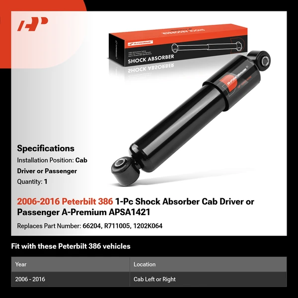 2006-2016 Peterbilt 386 1-Pc Shock Absorber Cab Driver or Passenger A-Premium APSA1421