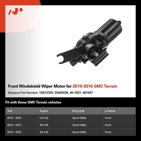 Front Windshield Wiper Motor for 2010-2016 GMC Terrain