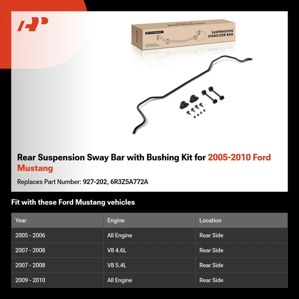 Rear Suspension Sway Bar with Bushing Kit for 2005-2010 Ford Mustang