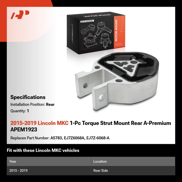 2015-2019 Lincoln MKC 1-Pc Torque Strut Mount Rear A-Premium APEM1923