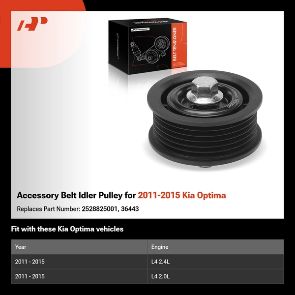 Accessory Belt Idler Pulley for 2011-2015 Kia Optima