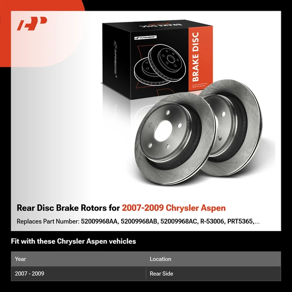 Rear Disc Brake Rotors for 2007-2009 Chrysler Aspen