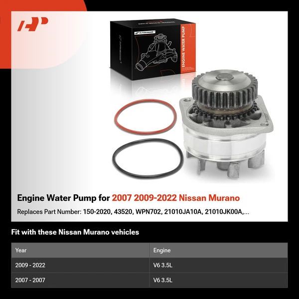 Engine Water Pump for 2007 2009-2022 Nissan Murano