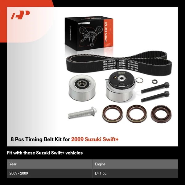 8 Pcs Timing Belt Kit for 2009 Suzuki Swift+