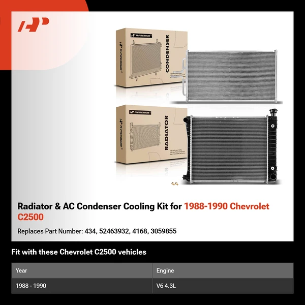 Radiator & AC Condenser Cooling Kit for 1988-1990 Chevrolet C2500