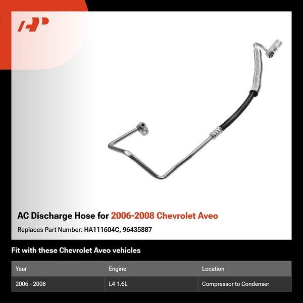 AC Discharge Hose for 2006-2008 Chevrolet Aveo