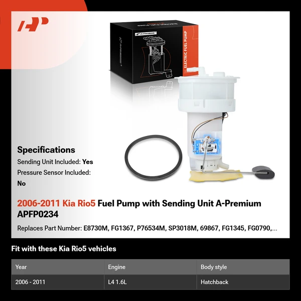 2006-2011 Kia Rio5 Fuel Pump with Sending Unit A-Premium APFP0234