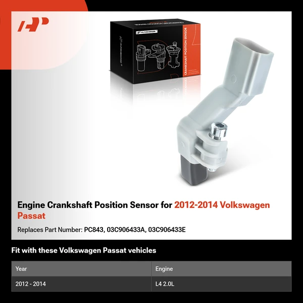 Engine Crankshaft Position Sensor for 2012-2014 Volkswagen Passat
