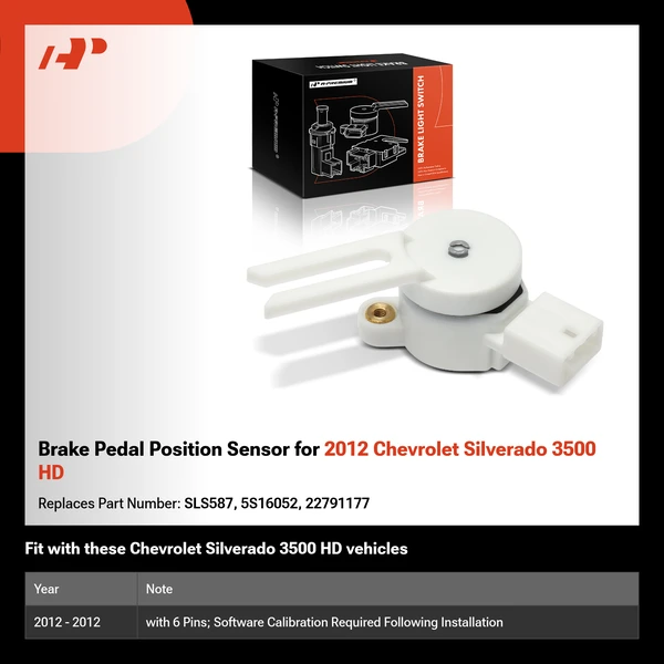Brake Pedal Position Sensor for 2012 Chevrolet Silverado 3500 HD