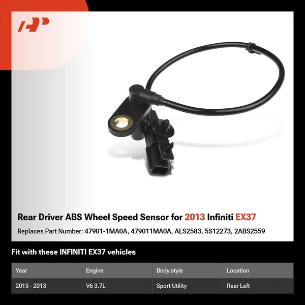 Rear Driver ABS Wheel Speed Sensor for 2013 Infiniti EX37