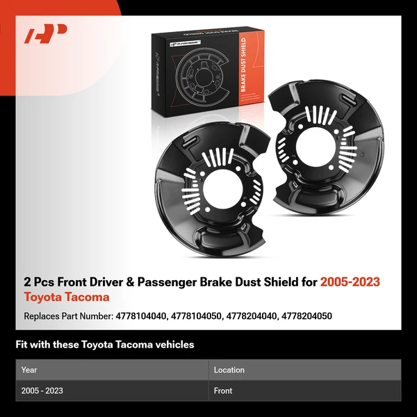 2 Pcs Front Driver & Passenger Brake Dust Shield for 2005-2023 Toyota Tacoma