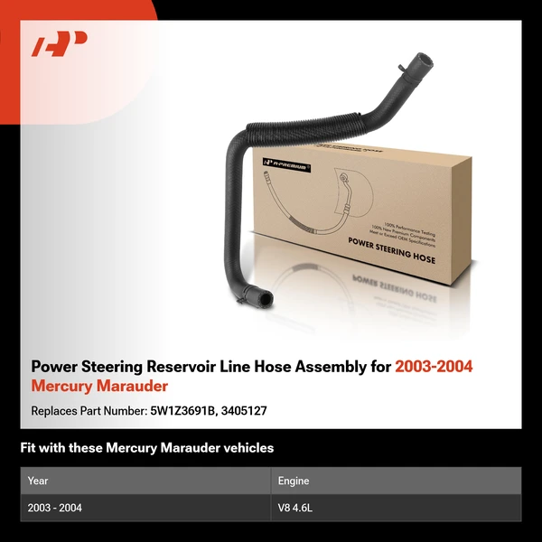 Power Steering Reservoir Line Hose Assembly for 2003-2004 Mercury Marauder