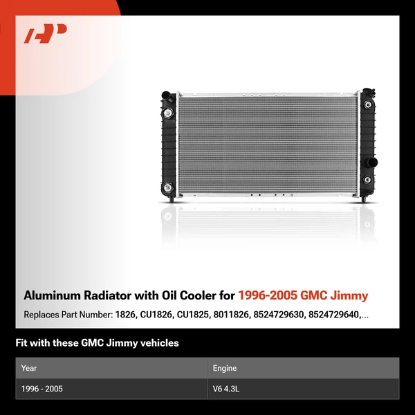 Aluminum Radiator with Oil Cooler for 1996-2005 GMC Jimmy