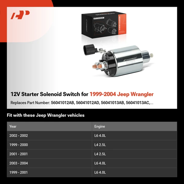 12V Starter Solenoid Switch for 1999-2004 Jeep Wrangler