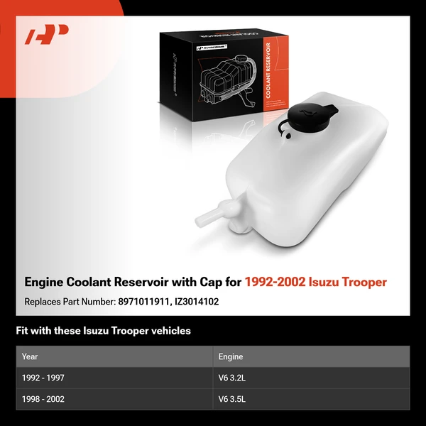 Engine Coolant Reservoir with Cap for 1992-2002 Isuzu Trooper