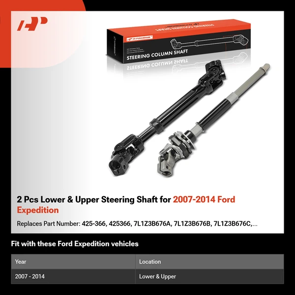 2 Pcs Lower & Upper Steering Shaft for 2007-2014 Ford Expedition