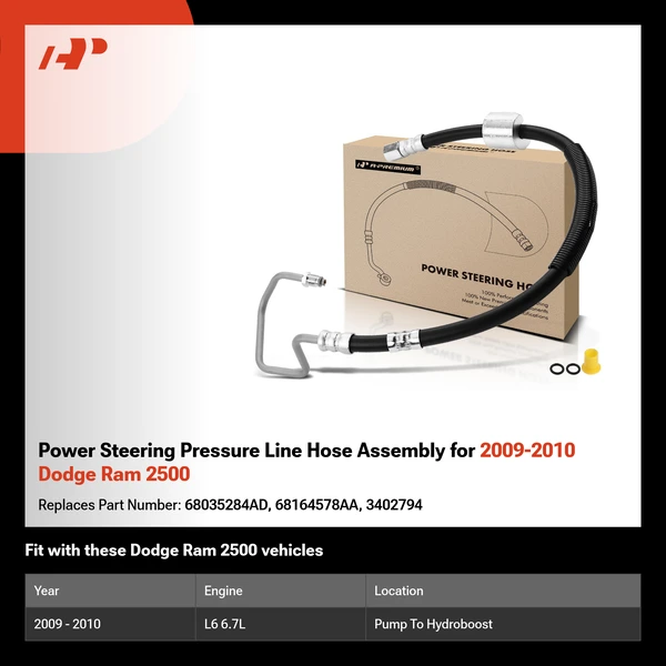 Power Steering Pressure Line Hose Assembly for 2009-2010 Dodge Ram 2500