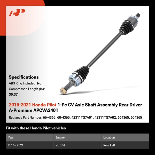 2016-2021 Honda Pilot 1-Pc CV Axle Shaft Assembly Rear Driver A-Premium APCVA2401