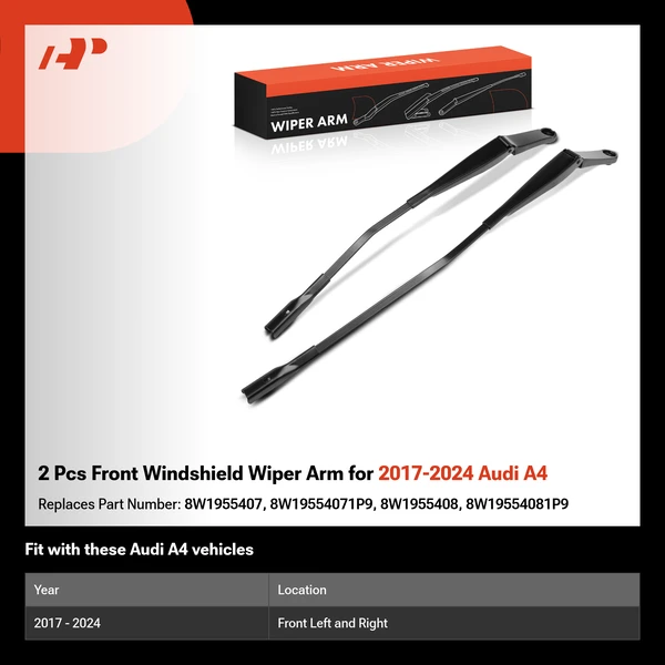 2 Pcs Front Windshield Wiper Arm for 2017-2024 Audi A4