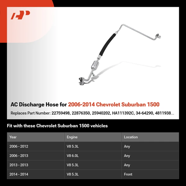 AC Discharge Hose for 2006-2014 Chevrolet Suburban 1500