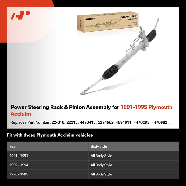 Power Steering Rack & Pinion Assembly for 1991-1995 Plymouth Acclaim