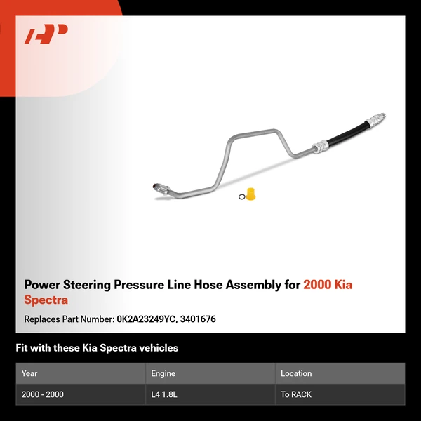 Power Steering Pressure Line Hose Assembly for 2000 Kia Spectra