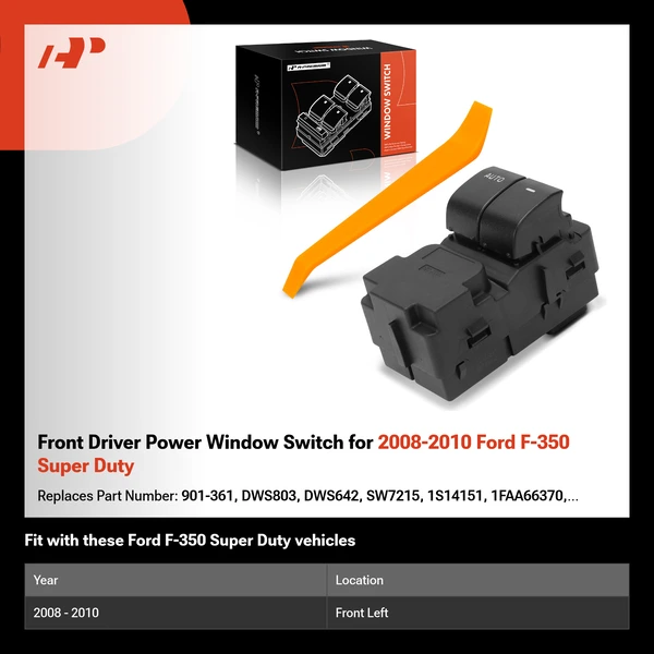 Front Driver Power Window Switch for 2008-2010 Ford F-350 Super Duty