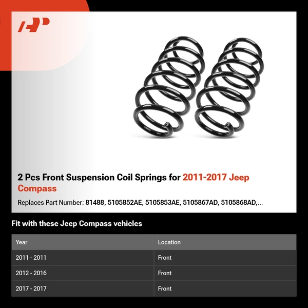 2 Pcs Front Suspension Coil Springs for 2011-2017 Jeep Compass
