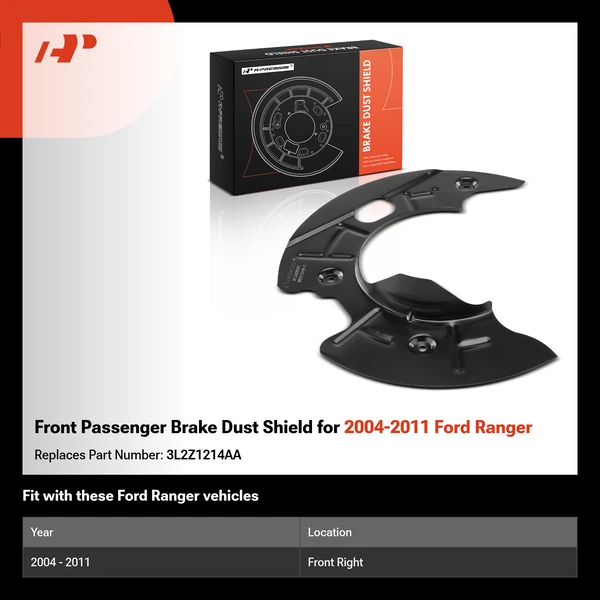 Front Passenger Brake Dust Shield for 2004-2011 Ford Ranger