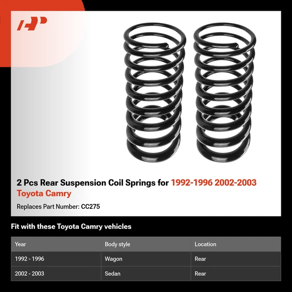 2 Pcs Rear Suspension Coil Springs for 1992-1996 2002-2003 Toyota Camry