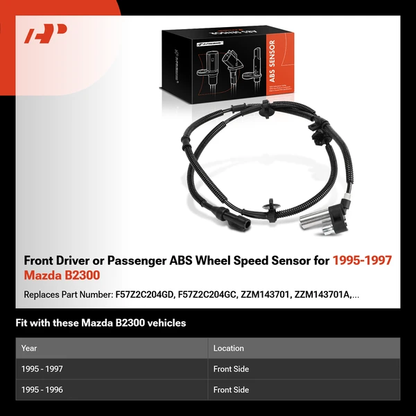 Front Driver or Passenger ABS Wheel Speed Sensor for 1995-1997 Mazda B2300