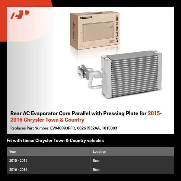 Rear AC Evaporator Core Parallel with Pressing Plate for 2015-2016 Chrysler Town & Country