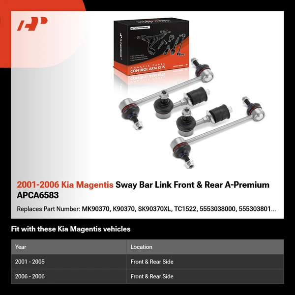 2001-2006 Kia Magentis Sway Bar Link Front & Rear A-Premium APCA6583