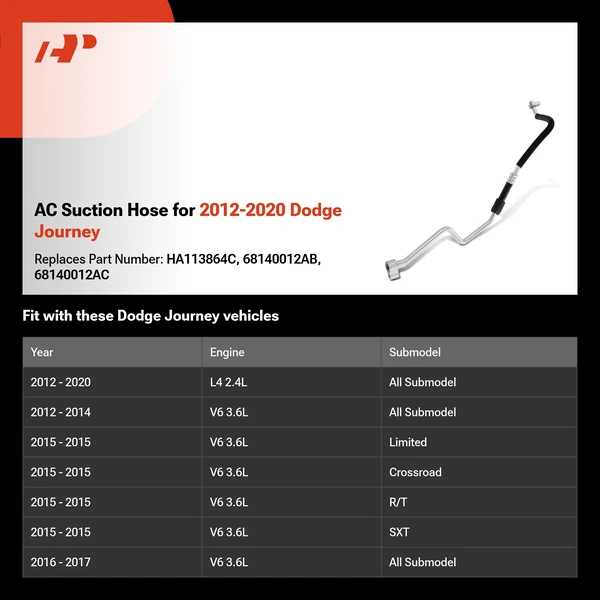 AC Suction Hose for 2012-2020 Dodge Journey