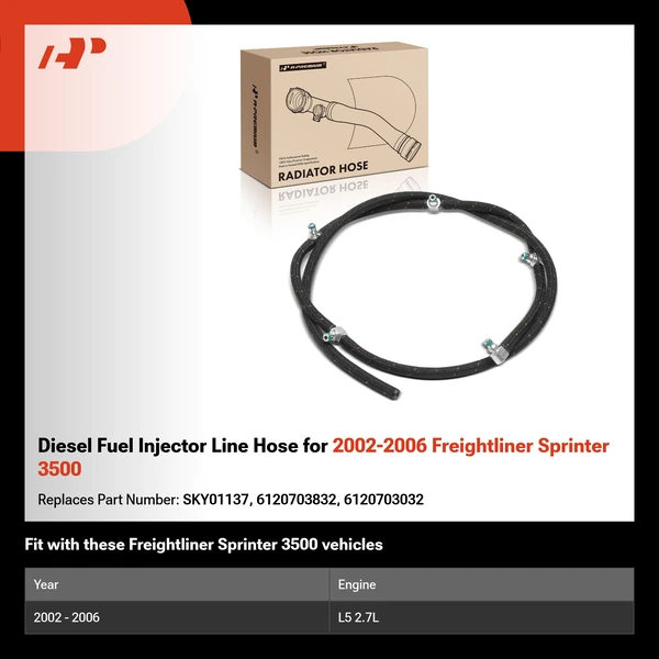 Diesel Fuel Injector Line Hose for 2002-2006 Freightliner Sprinter 3500