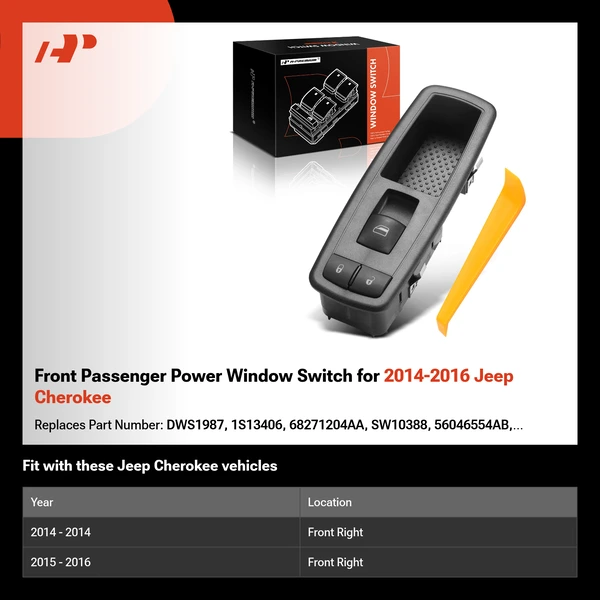 Front Passenger Power Window Switch for 2014-2016 Jeep Cherokee