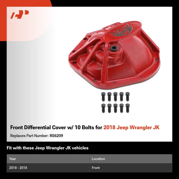 Front Differential Cover w/ 10 Bolts for 2018 Jeep Wrangler JK