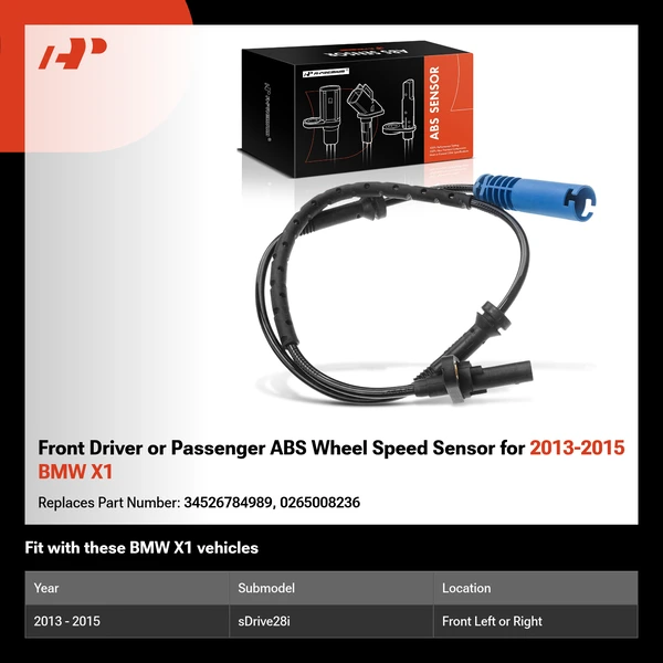 Front Driver or Passenger ABS Wheel Speed Sensor for 2013-2015 BMW X1