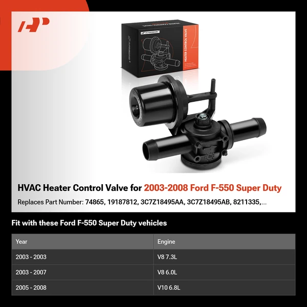 HVAC Heater Control Valve for 2003-2008 Ford F-550 Super Duty