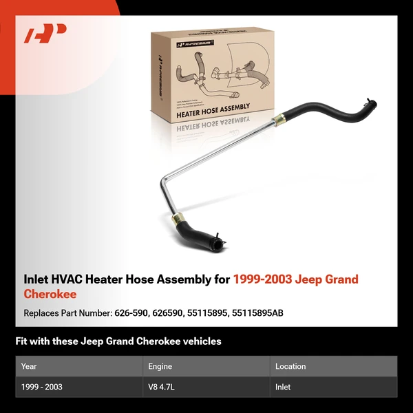 Inlet HVAC Heater Hose Assembly for 1999-2003 Jeep Grand Cherokee