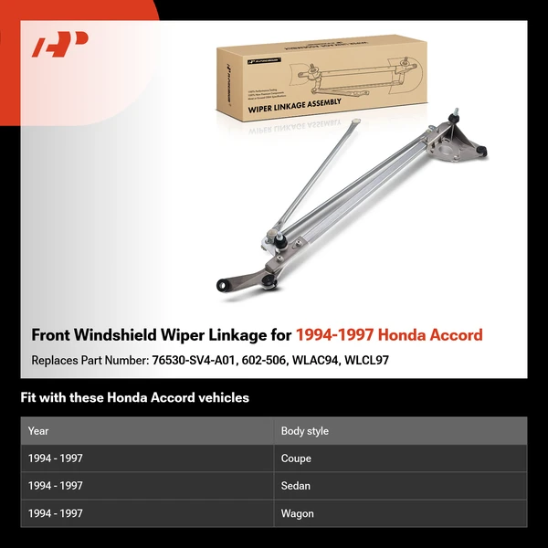 Front Windshield Wiper Linkage for 1994-1997 Honda Accord