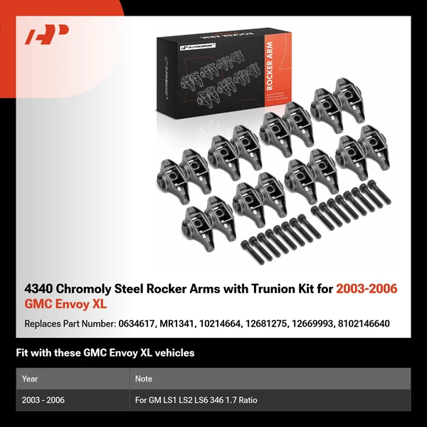 4340 Chromoly Steel Rocker Arms with Trunion Kit for 2003-2006 GMC Envoy XL