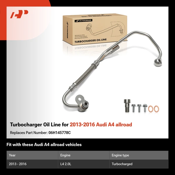 Turbocharger Oil Line for 2013-2016 Audi A4 allroad