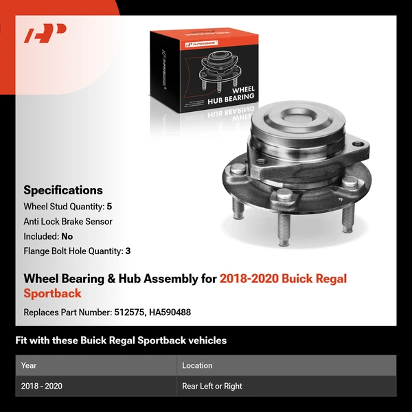 Wheel Bearing & Hub Assembly for 2018-2020 Buick Regal Sportback