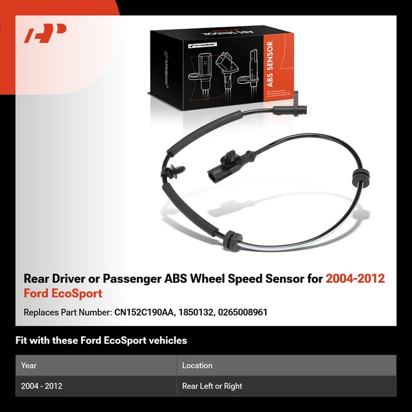 Rear Driver or Passenger ABS Wheel Speed Sensor for 2004-2012 Ford EcoSport