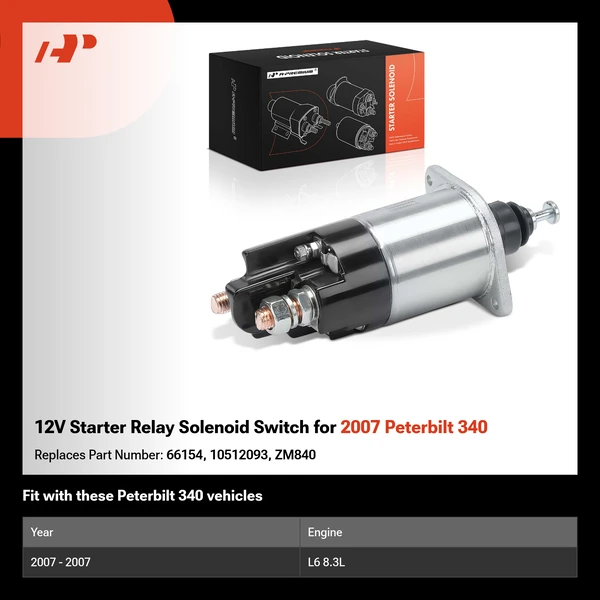 12V Starter Relay Solenoid Switch for 2007 Peterbilt 340